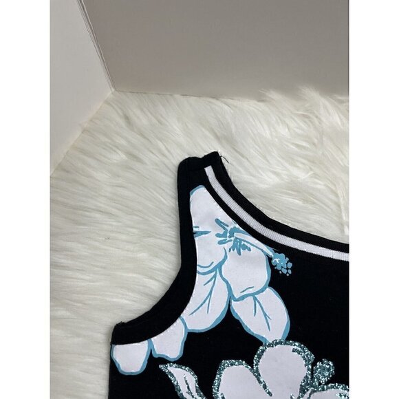 NEW JUSTICE Tank Shirt Girl's Size 5 Glitter Floral Design Sparkle - Picture 4 of 8